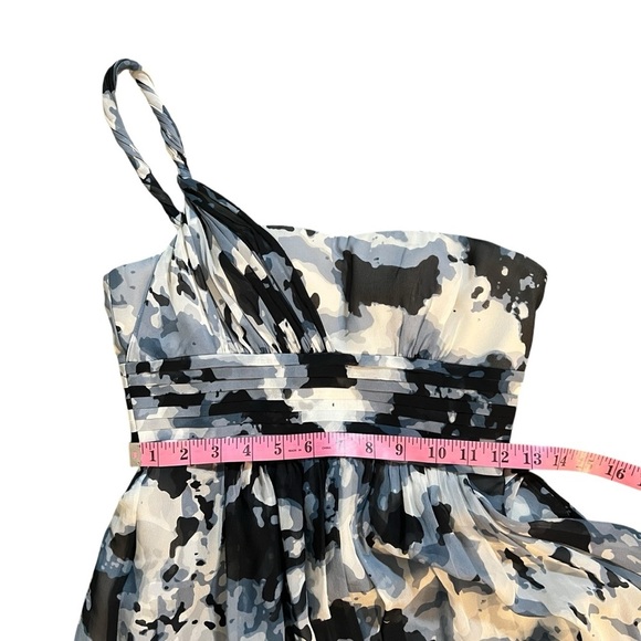 BCBG 100% Silk Shell Camo One Shoulder Evening Prom Full Length Dress, Size 0 - Picture 5 of 11